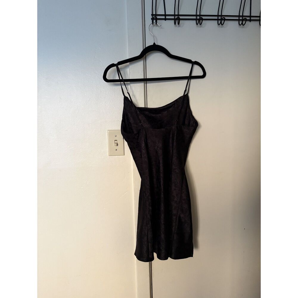Cotton Candy LA Black Floral Cowl Neck Mini Dress Silver Tonal Pattern Small